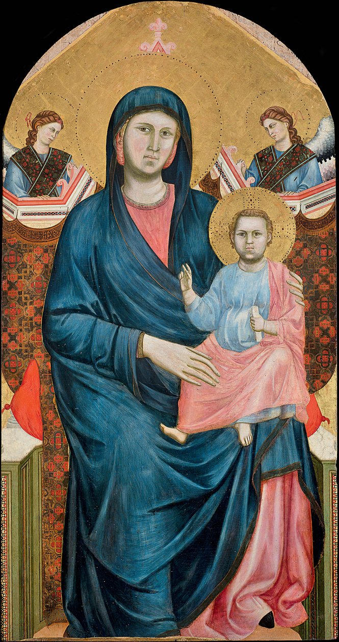Giotto di Bondone (1266-1377) Madonna és a két angyallal trónoló gyermek. Tempera panelen, c. 1288, Santo Stefano Egyházmegyei Múzeum Firenzében alkotó: Giotto (c.1266 1337)