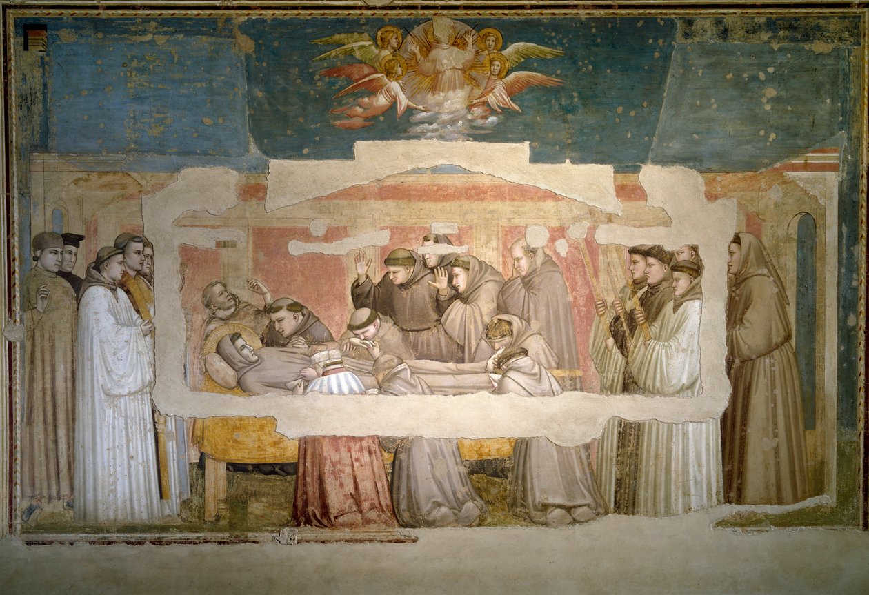 Assisi Szent Ferenc temetése. Stigma ellenőrzése. Giotto di Bondone festménye (1267-1337) alkotó: Giotto (c.1266 1337)