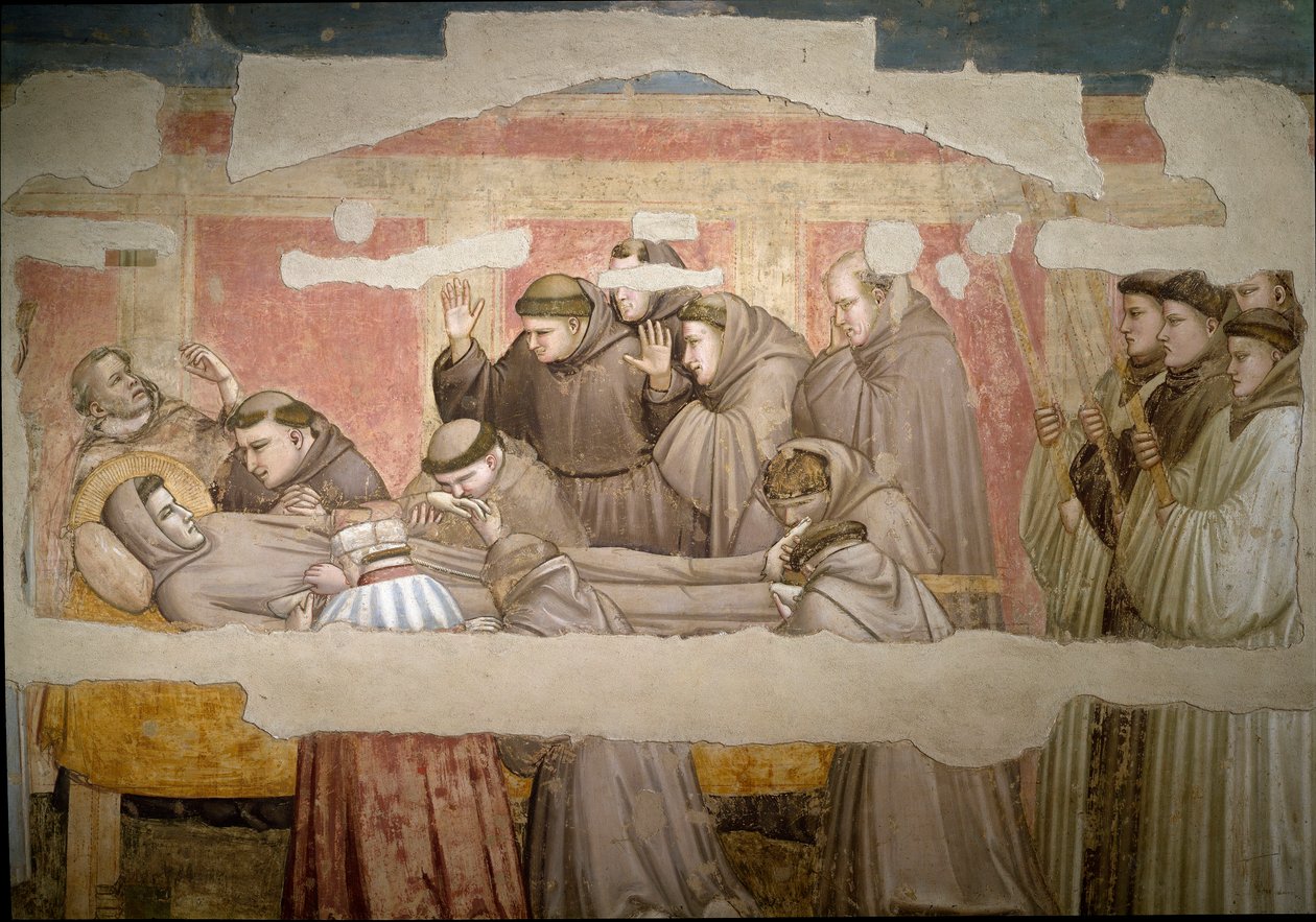 Assisi Szent Ferenc temetése, részlet. Stigma ellenőrzése. Giotto di Bondone festménye (1267-1337) alkotó: Giotto (c.1266 1337)