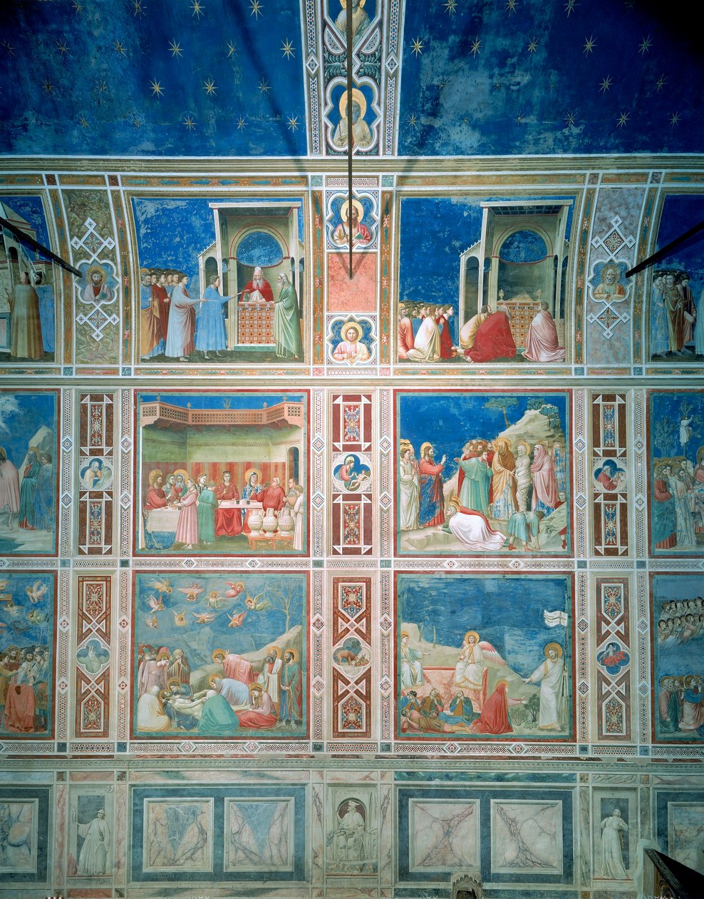 A bal oldali fal freskóinak képe, 1303-05 körül (freskó) (restaurálás után) alkotó: Giotto (c.1266 1337)