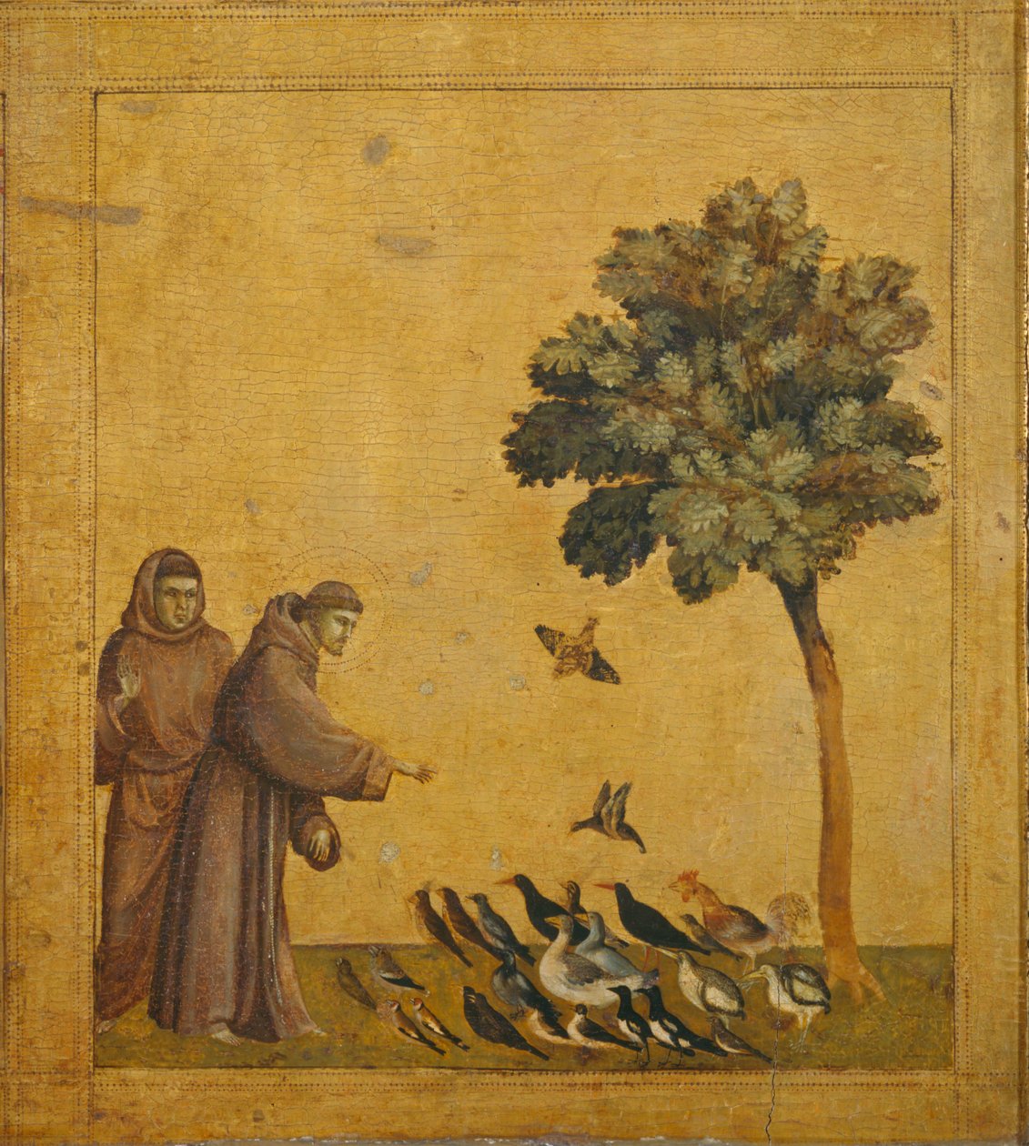 Saint Francois prechant aux oiseaux - Szent Ferenc prédikál a madaraknak ... alkotó: Giotto di Bondone (style of)