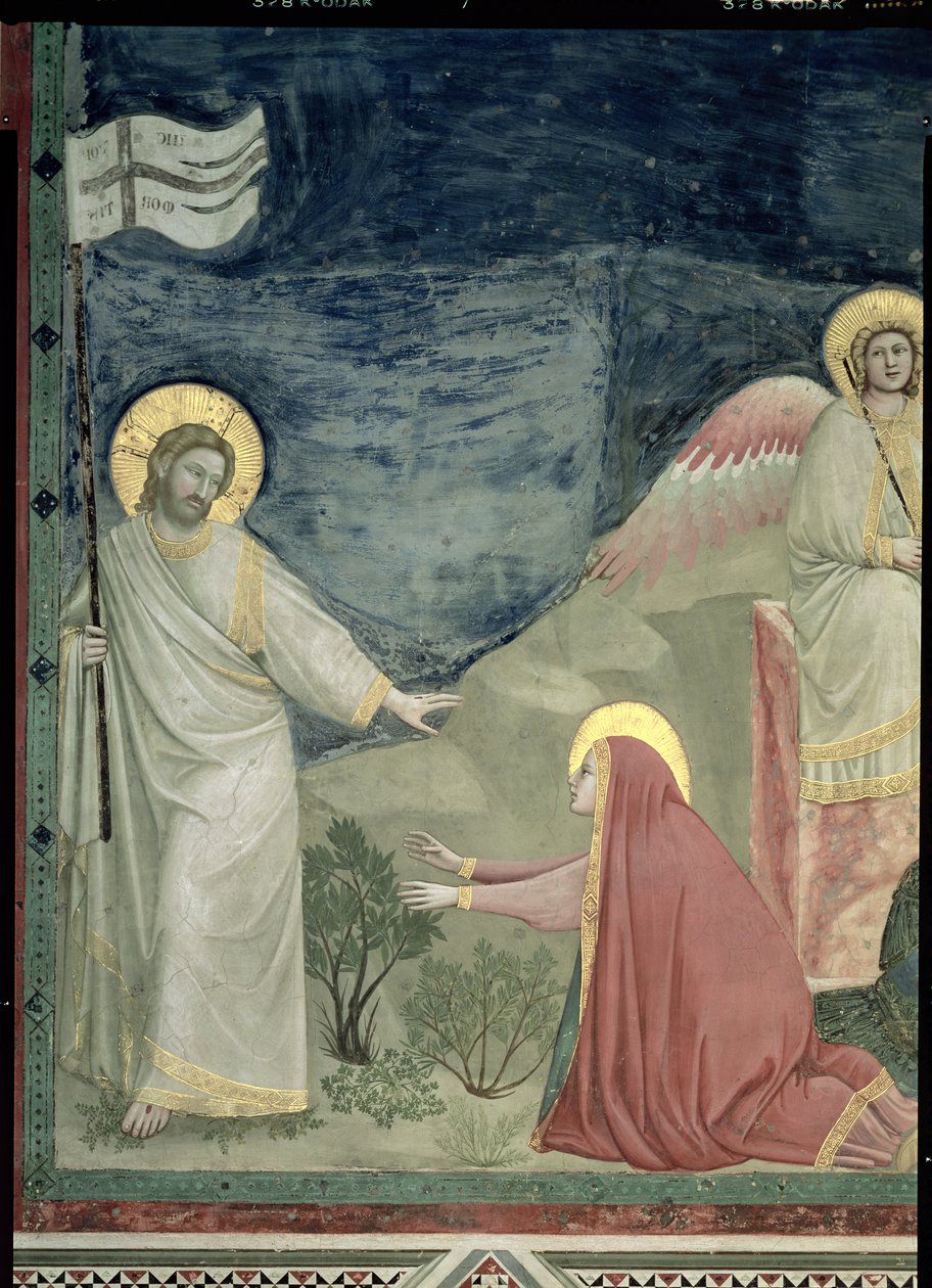 Noli me Tangere, Krisztus és Mária Magdolna részlete, 1305 körül alkotó: Giotto di Bondone