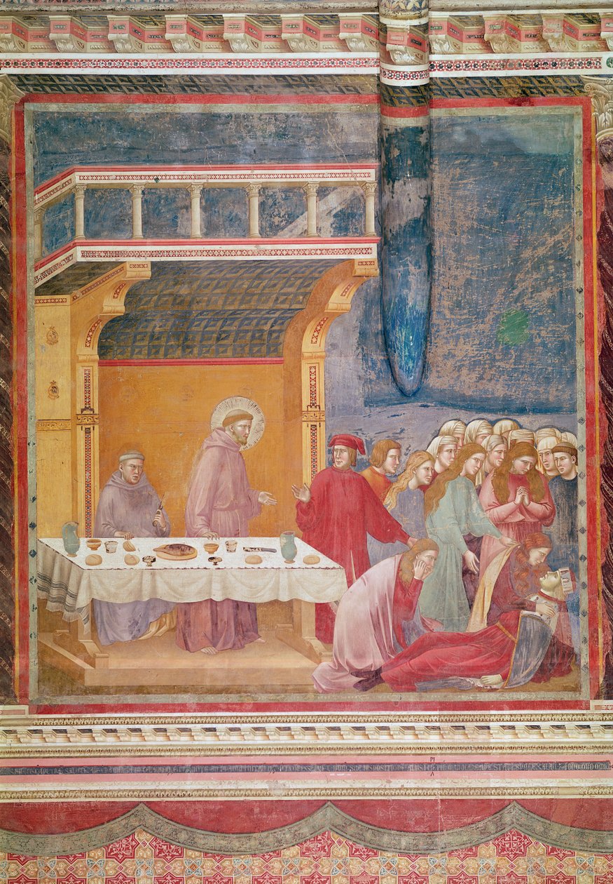Szent Ferenc egy lovag halálát jósolja Celanóban, 1297-99 körül alkotó: Giotto di Bondone