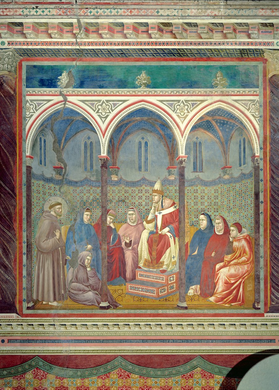 Szent Ferenc prédikációt hirdet III. Honorius pápának, 1297-99 alkotó: Giotto di Bondone
