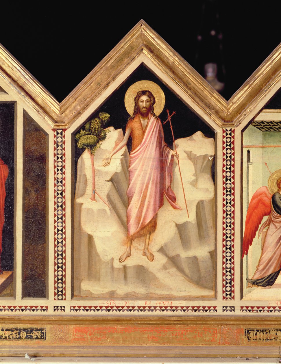 Keresztelő Szent János, a Szent Reparata poliptichon bal középső táblájáról, a 66558 hátoldali részlete, lásd még: 66564-66568 alkotó: Giotto di Bondone