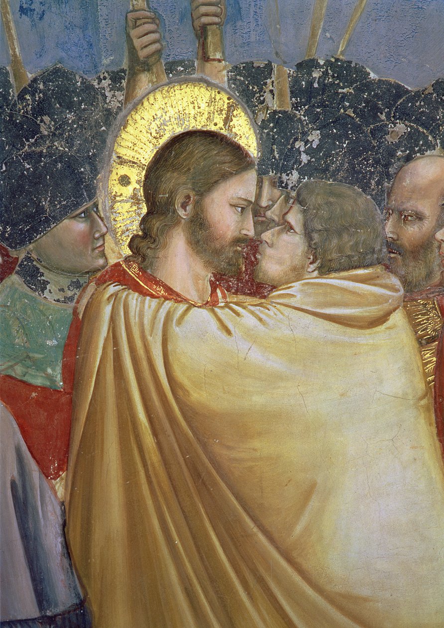 Krisztus árulása, a csók részlete, 1305 körül a 65199-es freskórészlet alkotó: Giotto di Bondone