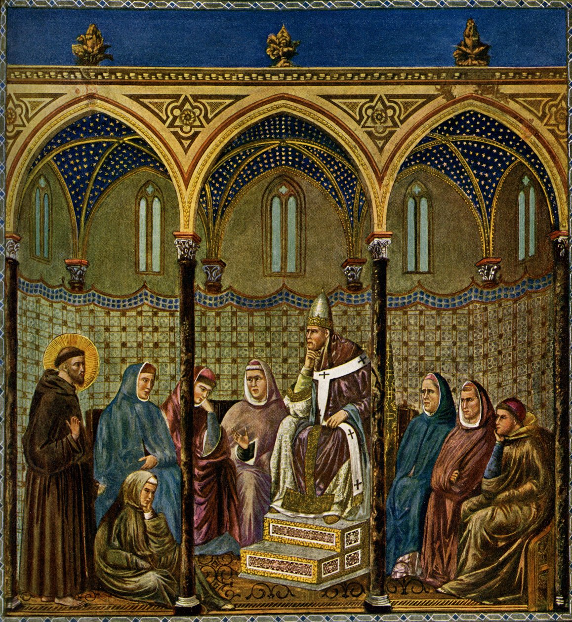Assisi Szent Ferenc prédikál Honorius pápának III alkotó: Giotto di Bondone