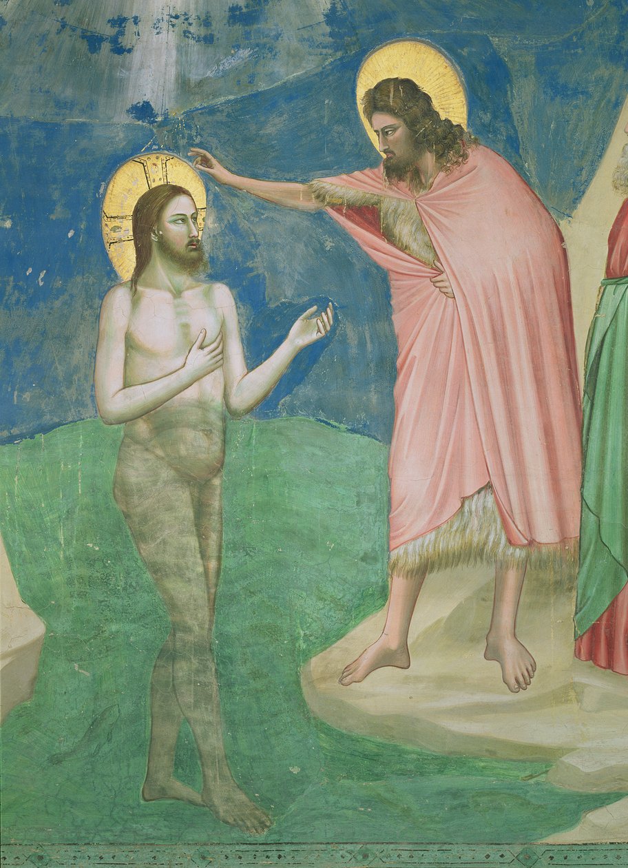 Krisztus keresztsége, Krisztus és Keresztelő Szent János részlete, 1303-05 alkotó: Giotto di Bondone