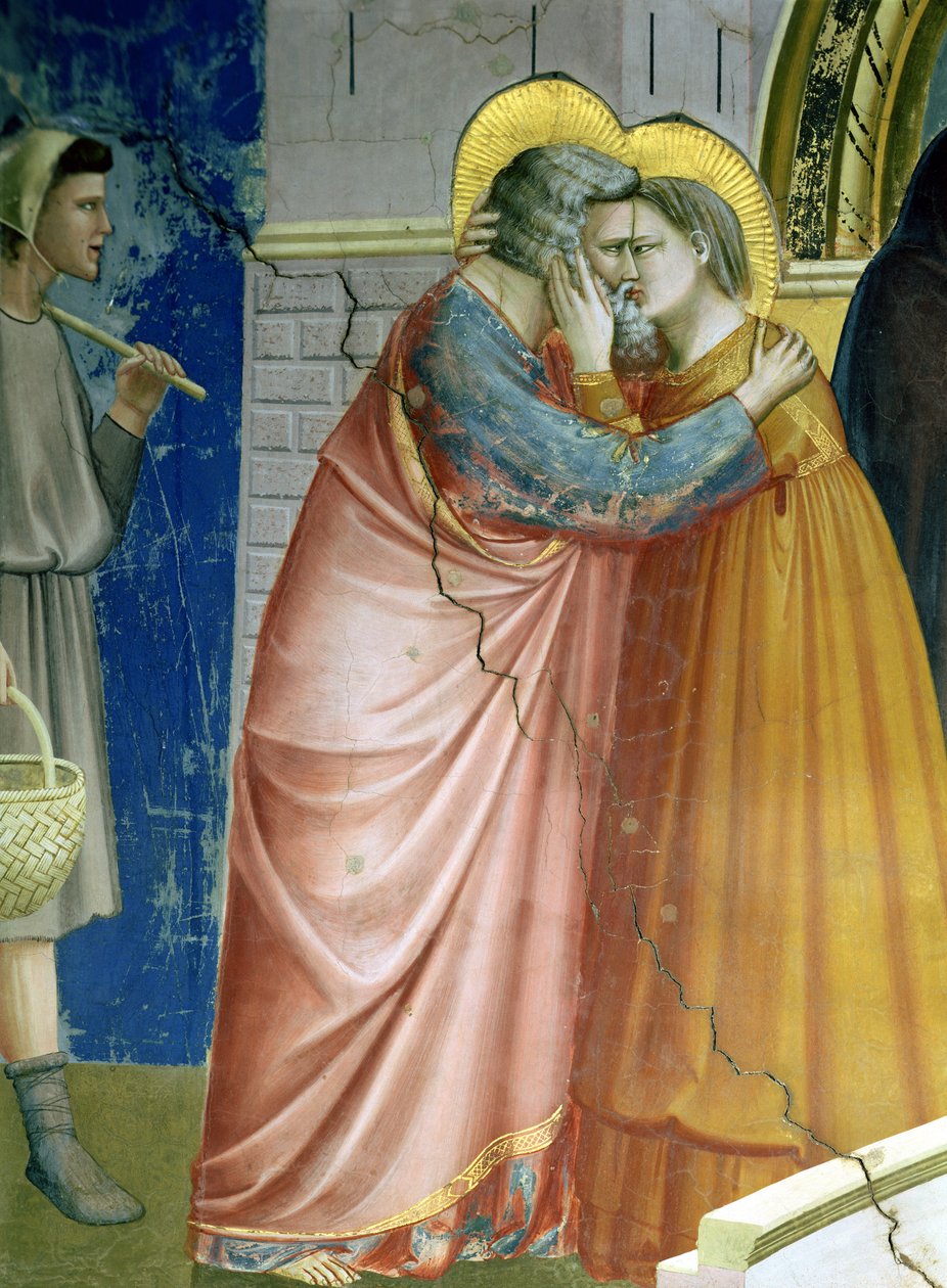 Találkozás az Aranykapunál, Joachim és Szent Anna ölelésének részlete, 1305 körül (65216 részlet) alkotó: Giotto di Bondone