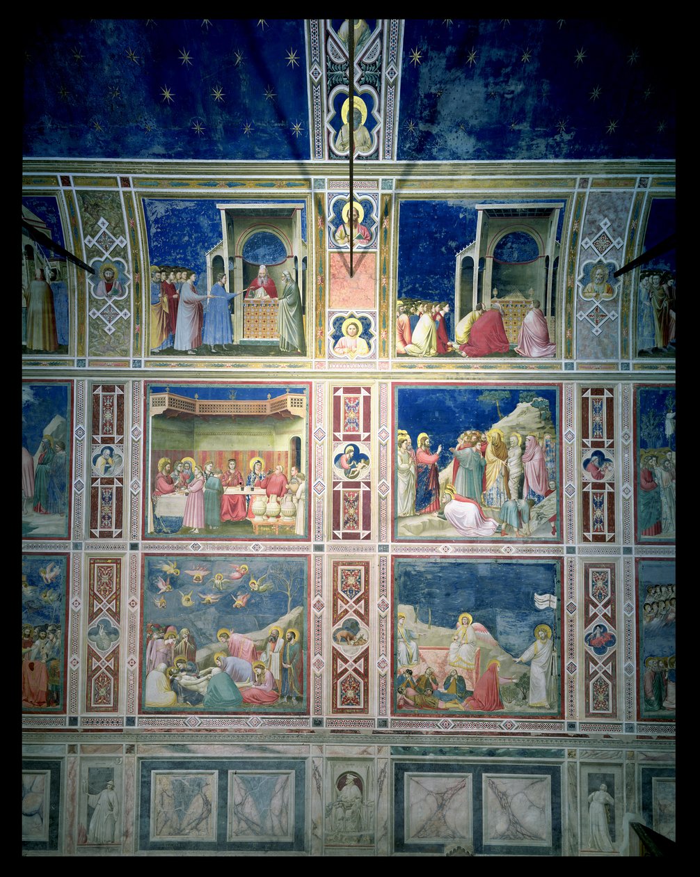 A bal oldali fal freskóinak képe, 1303-05 körül (restaurálás után) alkotó: Giotto di Bondone