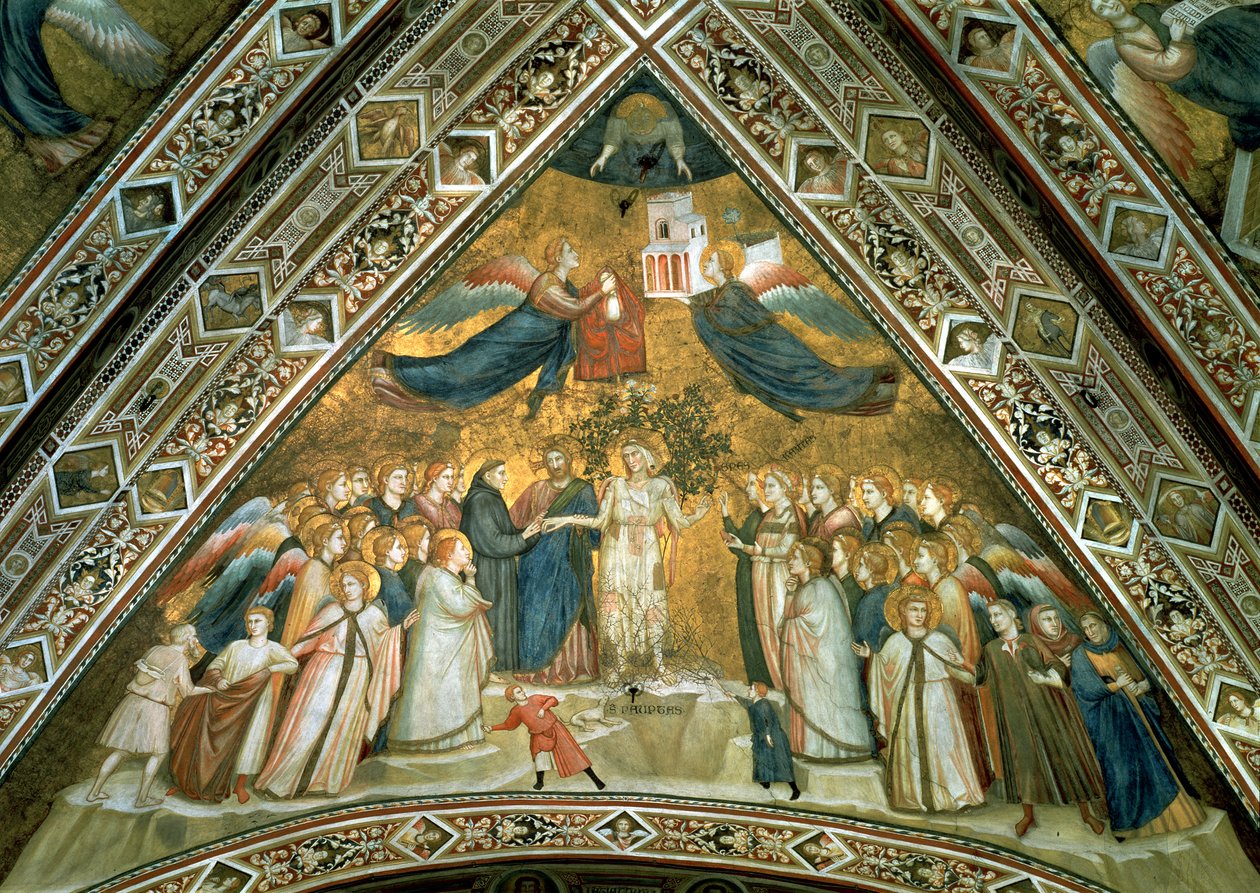 Szent Ferenc misztikus házassága szent szegénységgel alkotó: Giotto di Bondone school of Giotto di Bondone school of