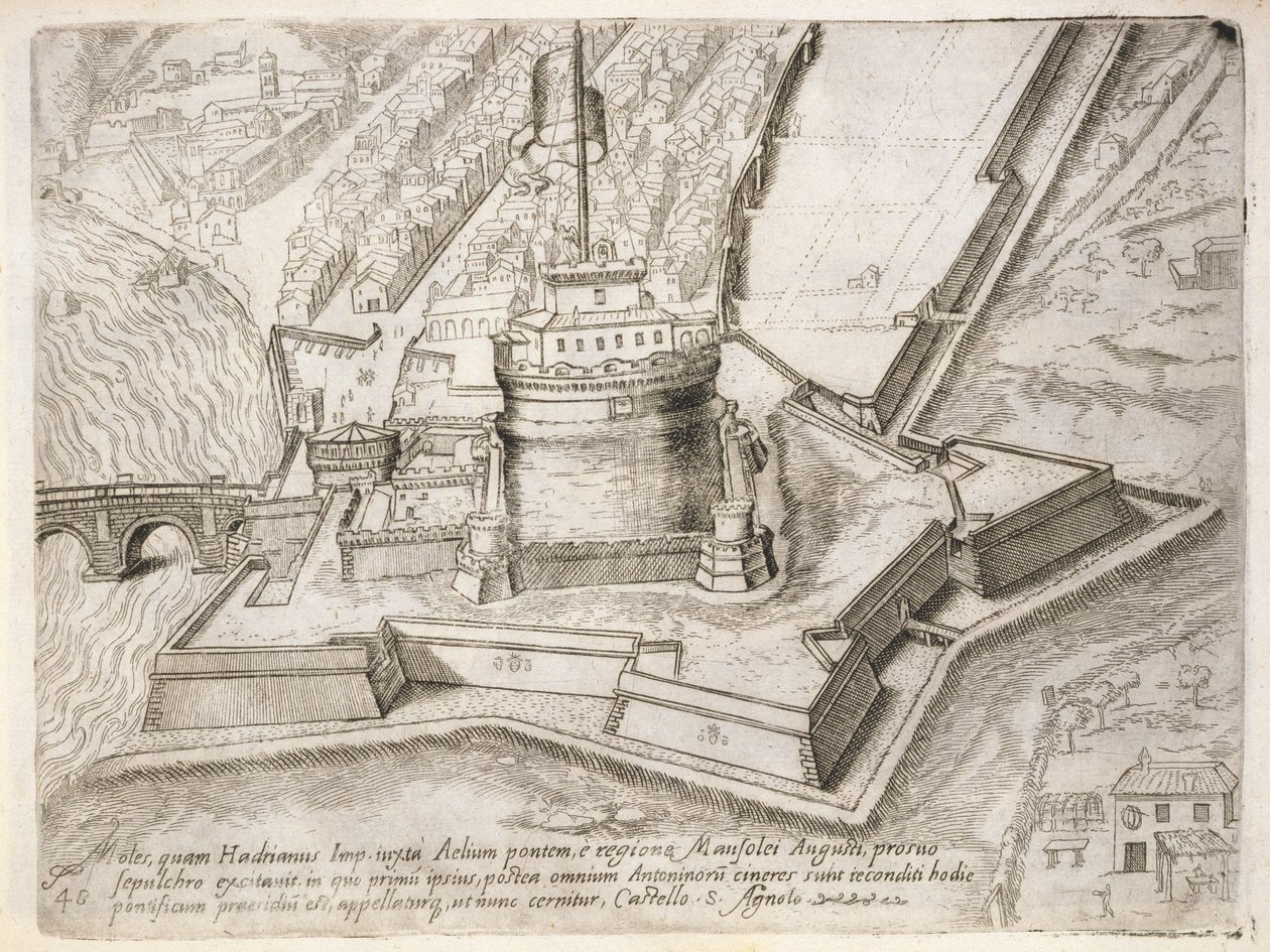 Hadrianus sírja, a "Cosmo Medici Duci florentinor" című, 1569-ben kiadott műből. alkotó: Giovanantonio Dosio