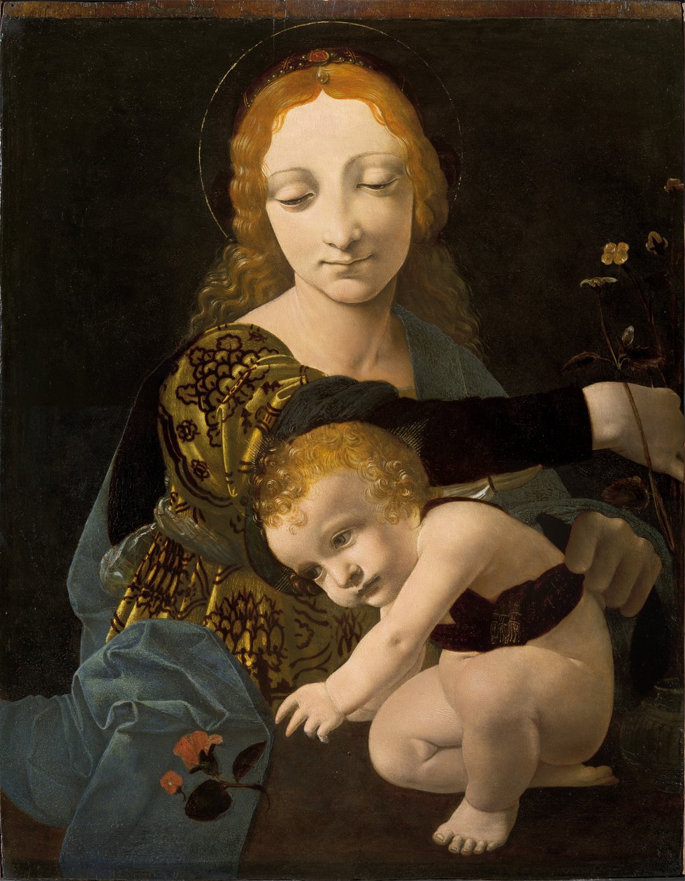 A Szűzanya és gyermeke (A rózsás Madonna) alkotó: Giovanni Antonio Boltraffio
