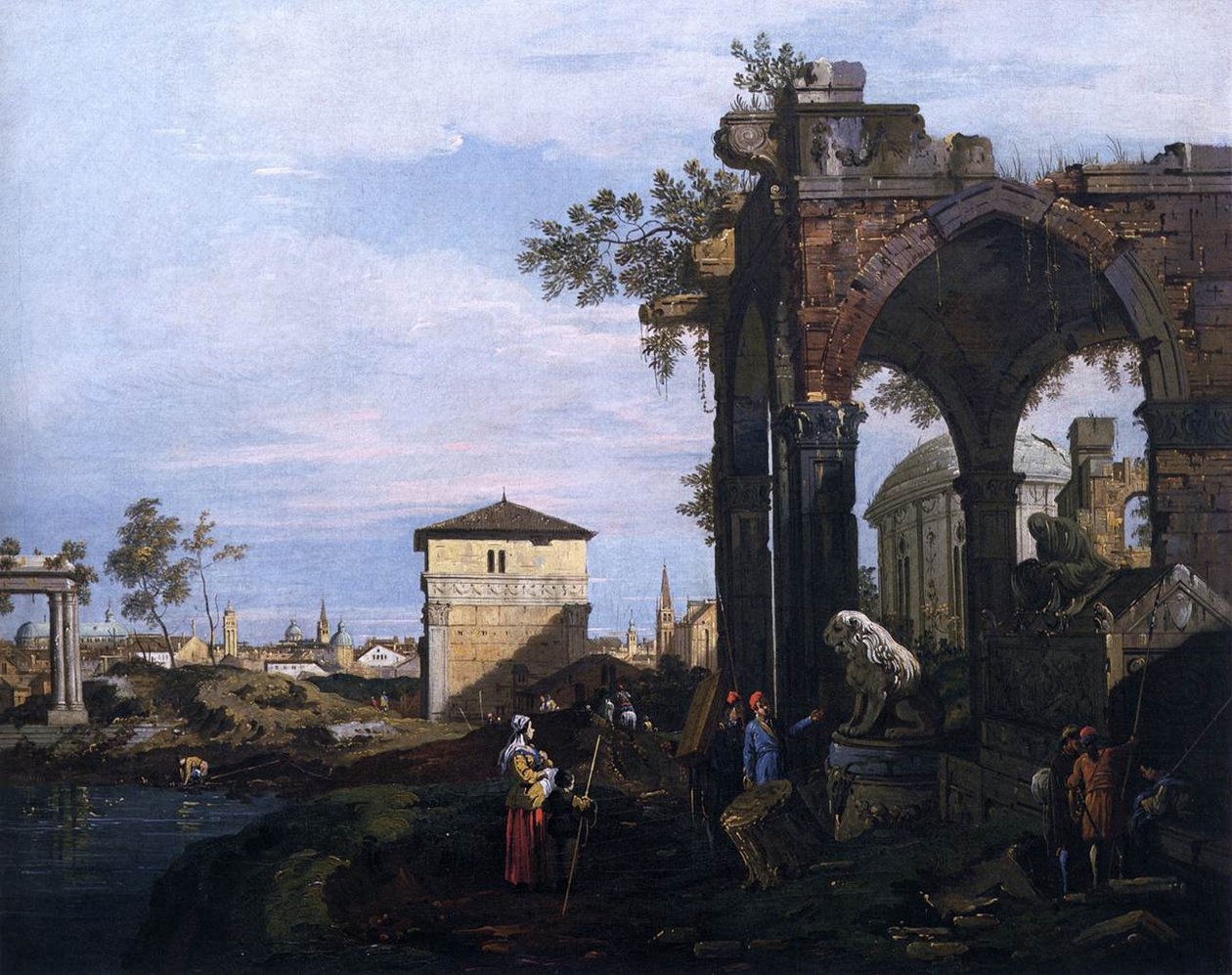 Capriccio romokkal és Porta Portello, Padova alkotó: Giovanni Antonio Canal