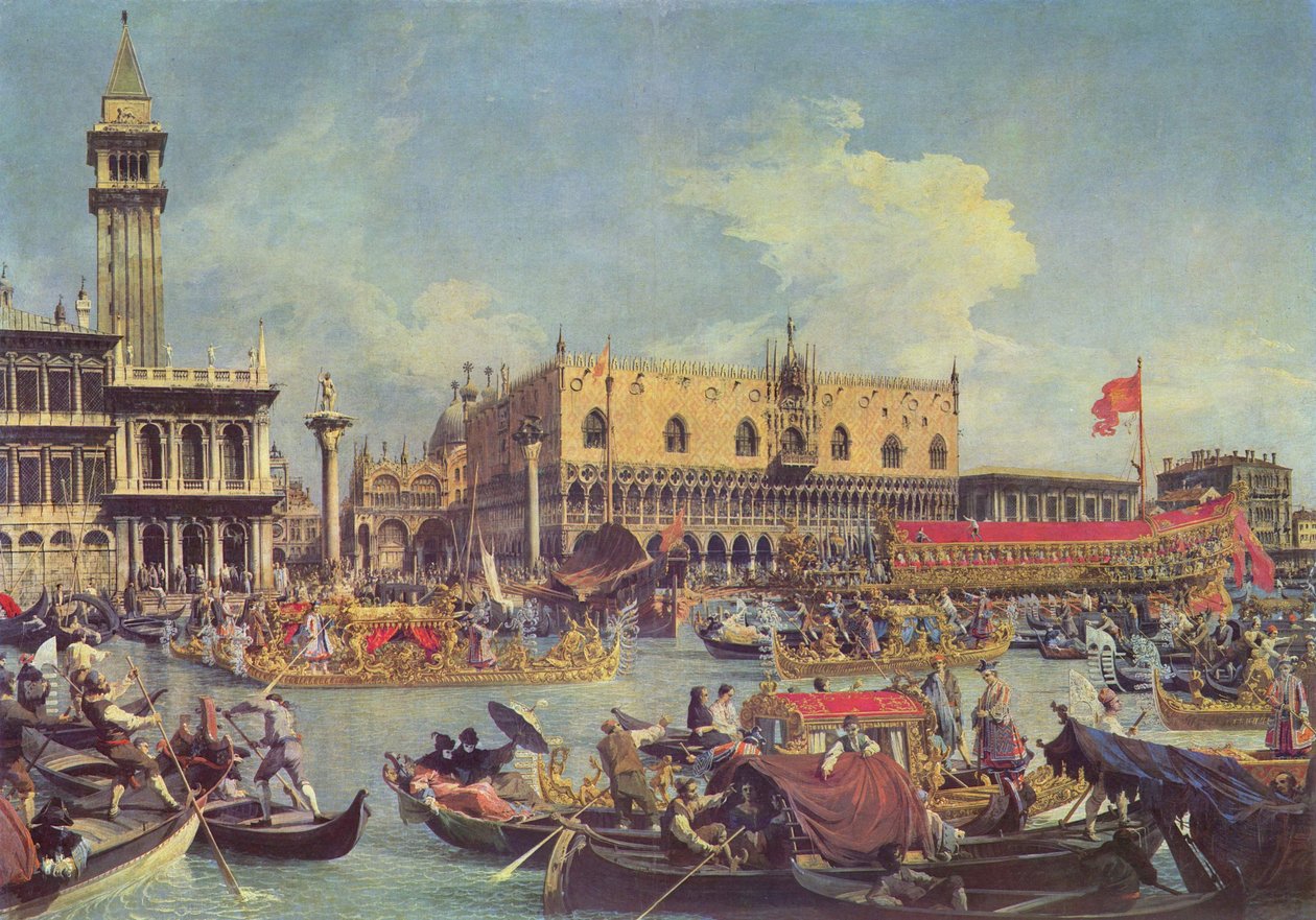 A Bucentaur a Dózse palotája előtt alkotó: Giovanni Antonio Canal