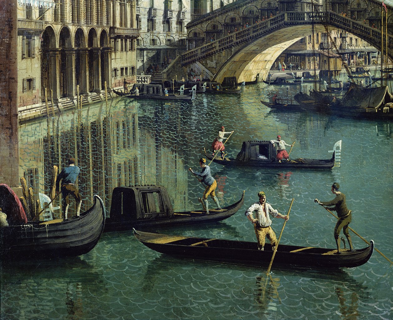 Gondoliers a Rialto-híd közelében, Velence (155335 részlet) alkotó: Giovanni Antonio Canal