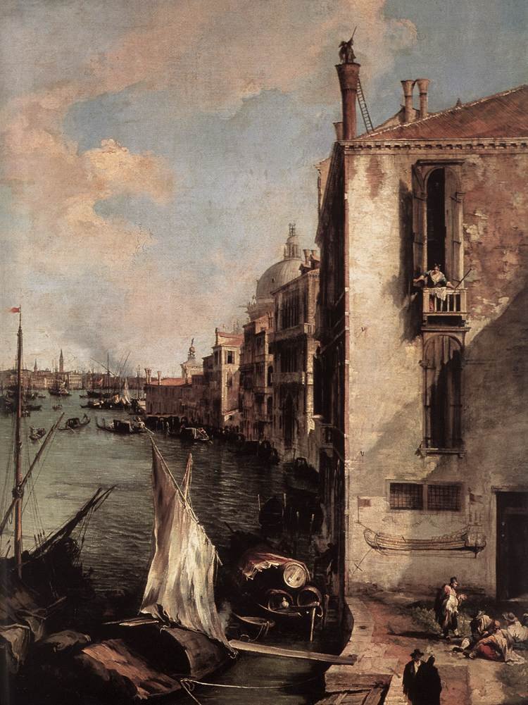 Nagycsatorna, Kelet felé nézve a Campo San Vio -tól (részlet) alkotó: Giovanni Antonio Canal