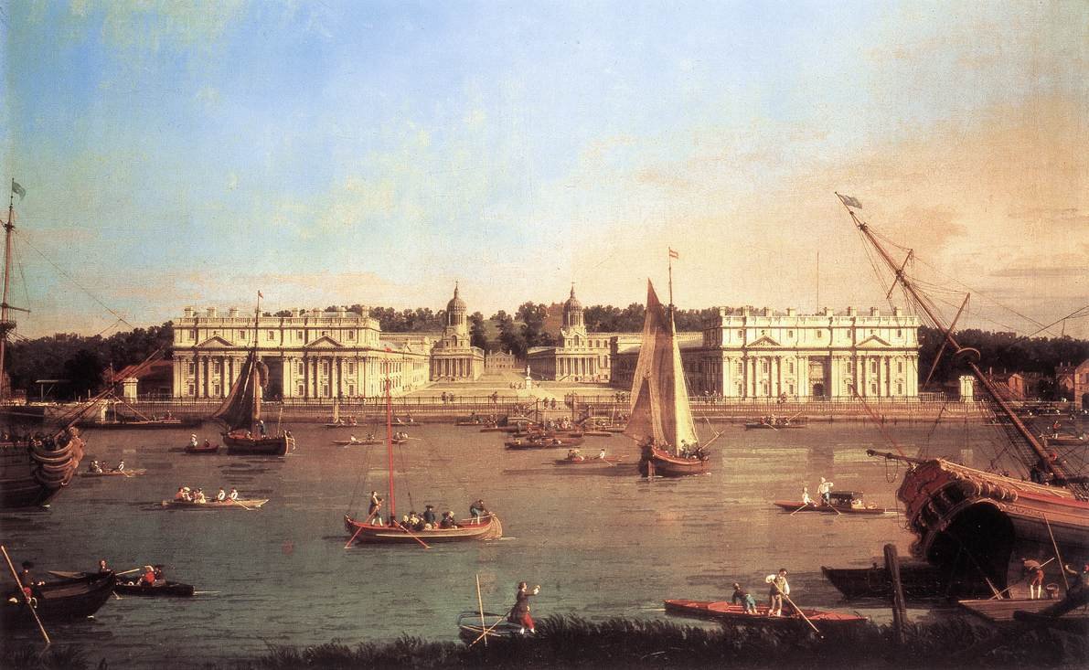Greenwichi kórház a Temze északi partjáról alkotó: Giovanni Antonio Canal