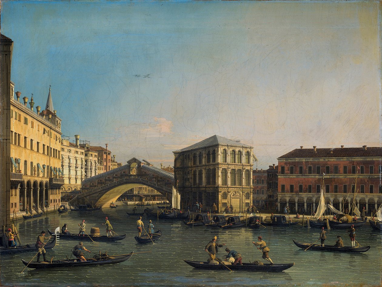 Het Canal Grande találkozott Ponte Rialto és Fondaco dei Tedeschi -vel alkotó: Giovanni Antonio Canal
