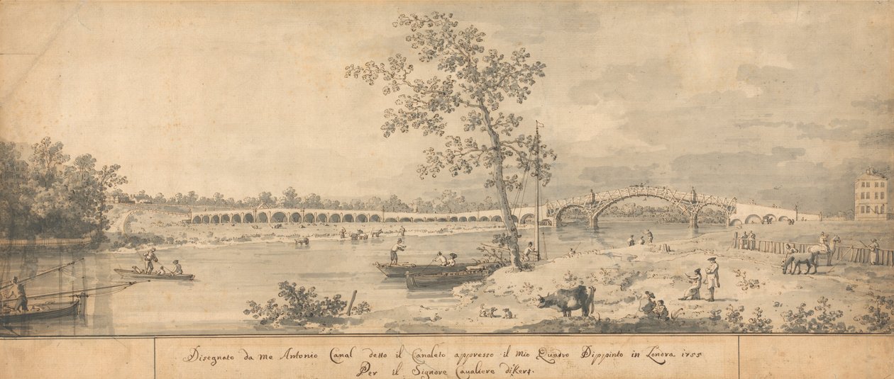 Régi Walton -híd a Middlesex -partról alkotó: Giovanni Antonio Canal