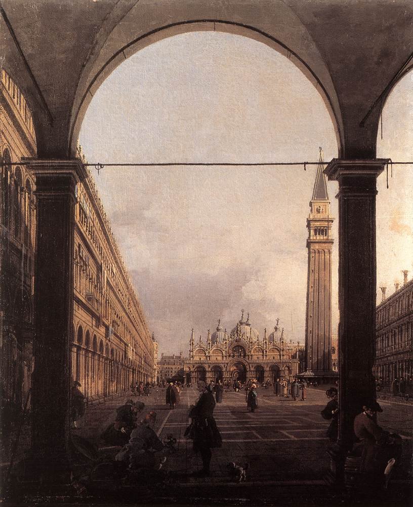 Piazza San Marco Keletre néz az északnyugati sarokból alkotó: Giovanni Antonio Canal