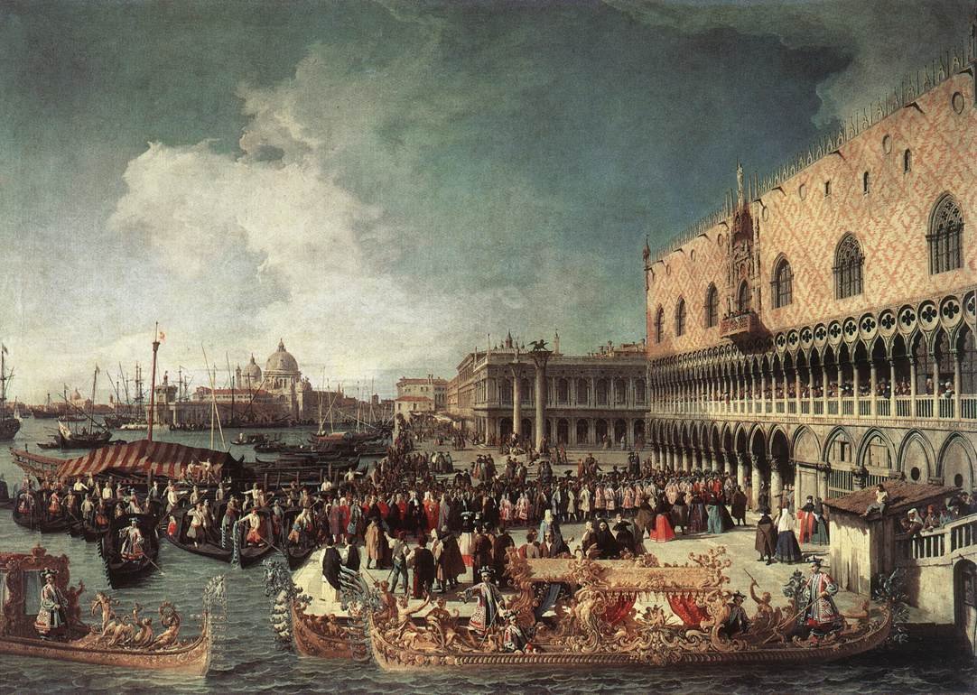 A nagykövet fogadása a Doges -palotában alkotó: Giovanni Antonio Canal