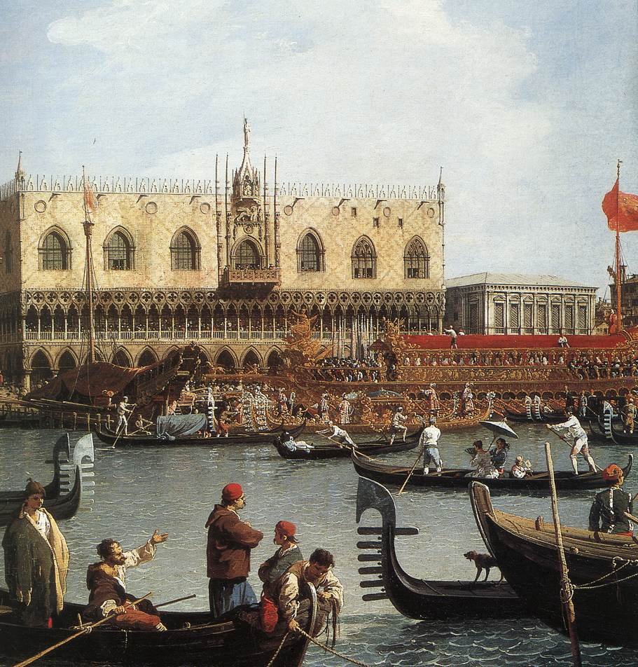 A Bucentoro visszatérése a Moloba a mennybemenetel napján (részlet) alkotó: Giovanni Antonio Canal
