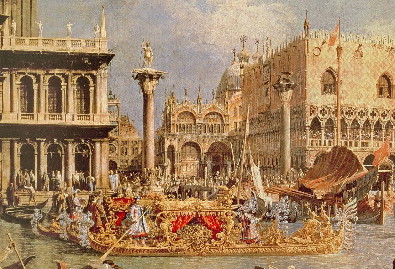 A Bucintoro visszatérése a mennybemenetel napján (61315 részlet) alkotó: Giovanni Antonio Canal