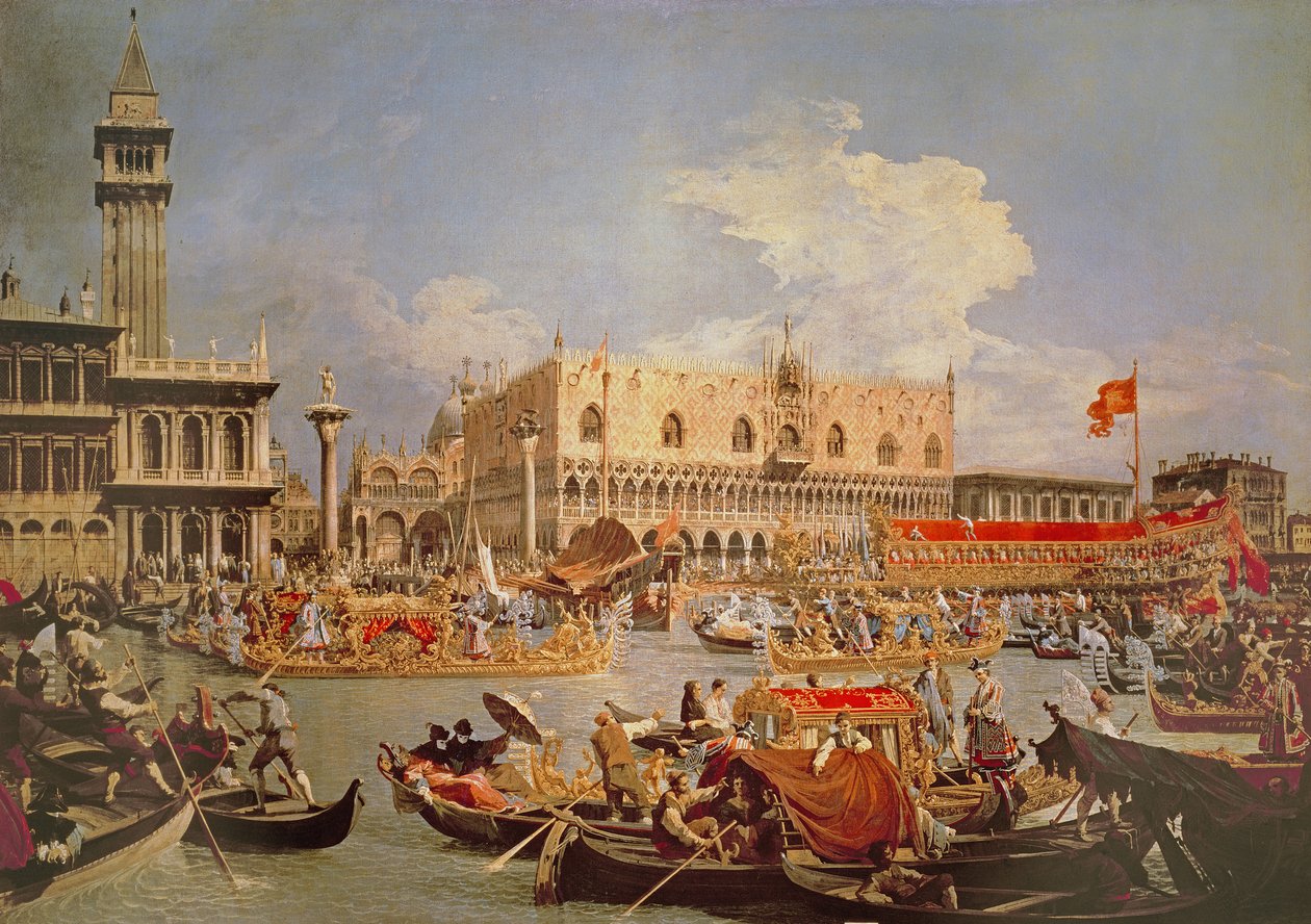 A Bucintoro visszatérése a mennybemenetel napján alkotó: Giovanni Antonio Canal