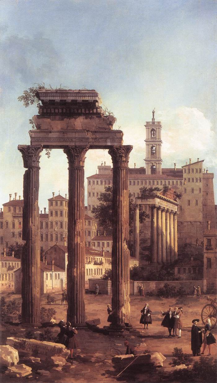 Róma: A fórum romjai, a Capitolium felé tekintve alkotó: Giovanni Antonio Canal