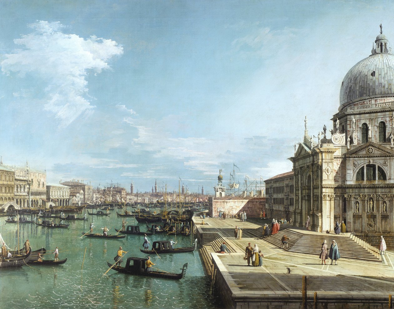 A Canal Grande bejárata és a Santa Maria della Salute templom, Velence alkotó: Giovanni Antonio Canal