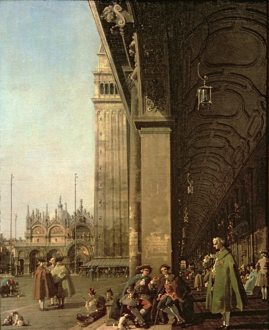 Velence: Piazza di San Marco és a Procuratie Nuove oszlopcsarnoka, 1756 körül alkotó: Giovanni Antonio Canal