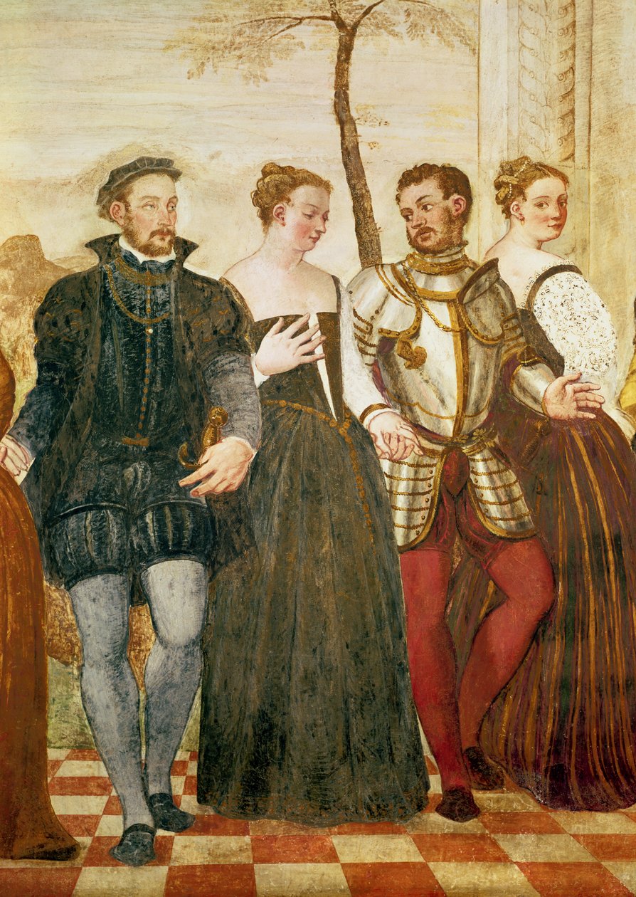 Meghívó a táncra, a központi csoport részlete, 1570 (20000 részlet) alkotó: Giovanni Antonio Fasolo