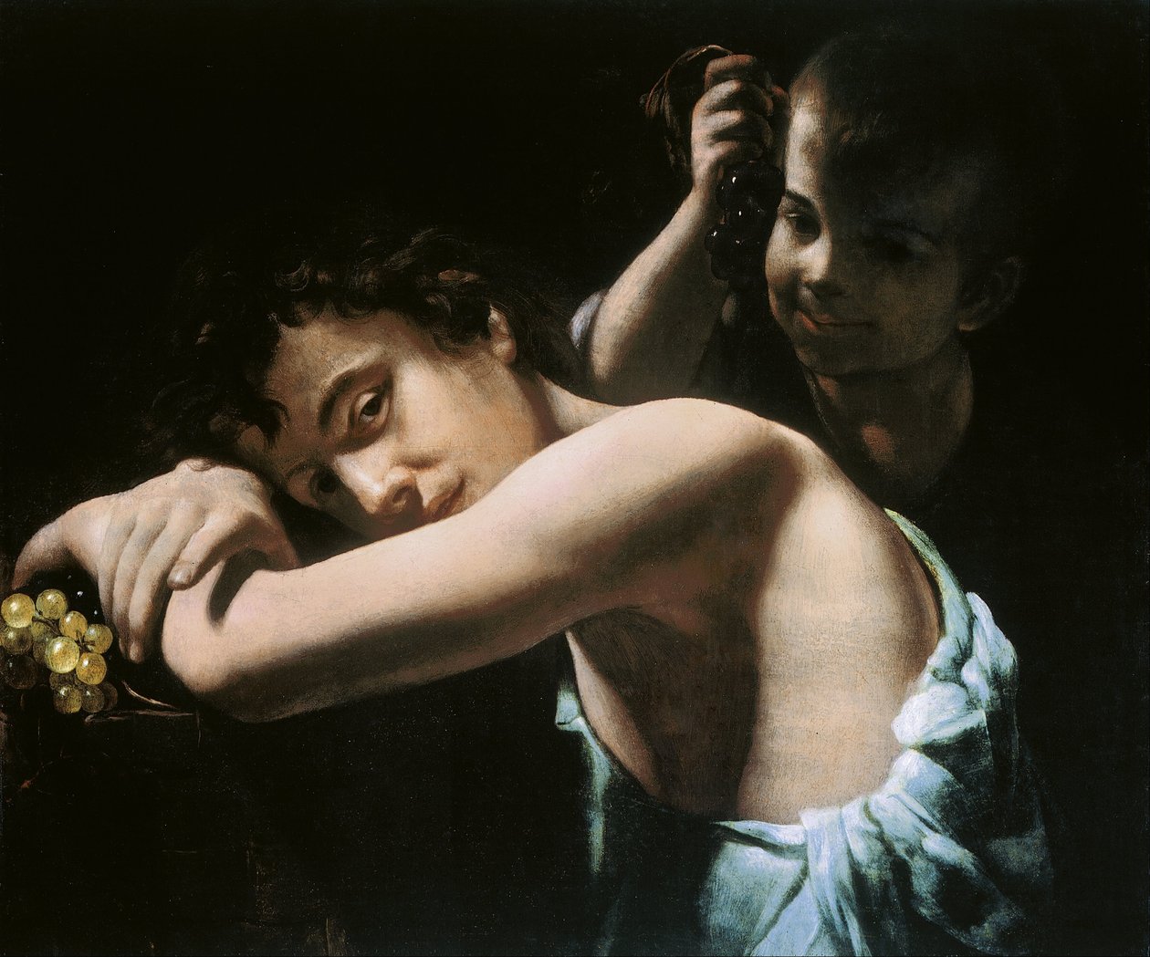 Két fiatal szőlővel alkotó: Giovanni Battista Caracciolo