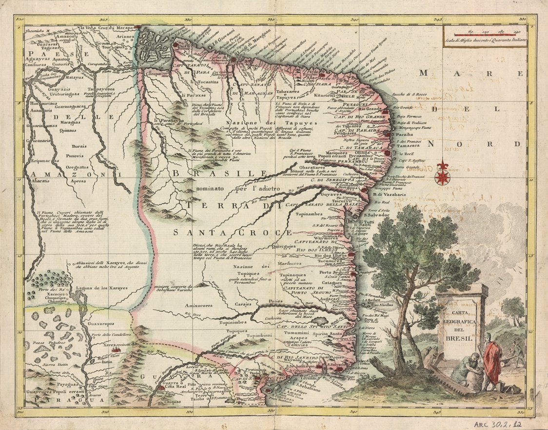Brazília földrajzi térképe alkotó: Giovanni Battista Albrizzi