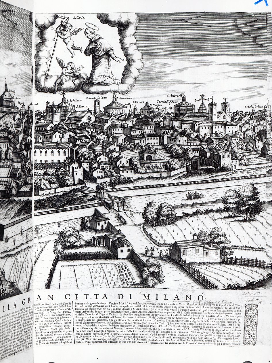 Milánó térképének metszete, 1640 alkotó: Giovanni Battista Bonacina