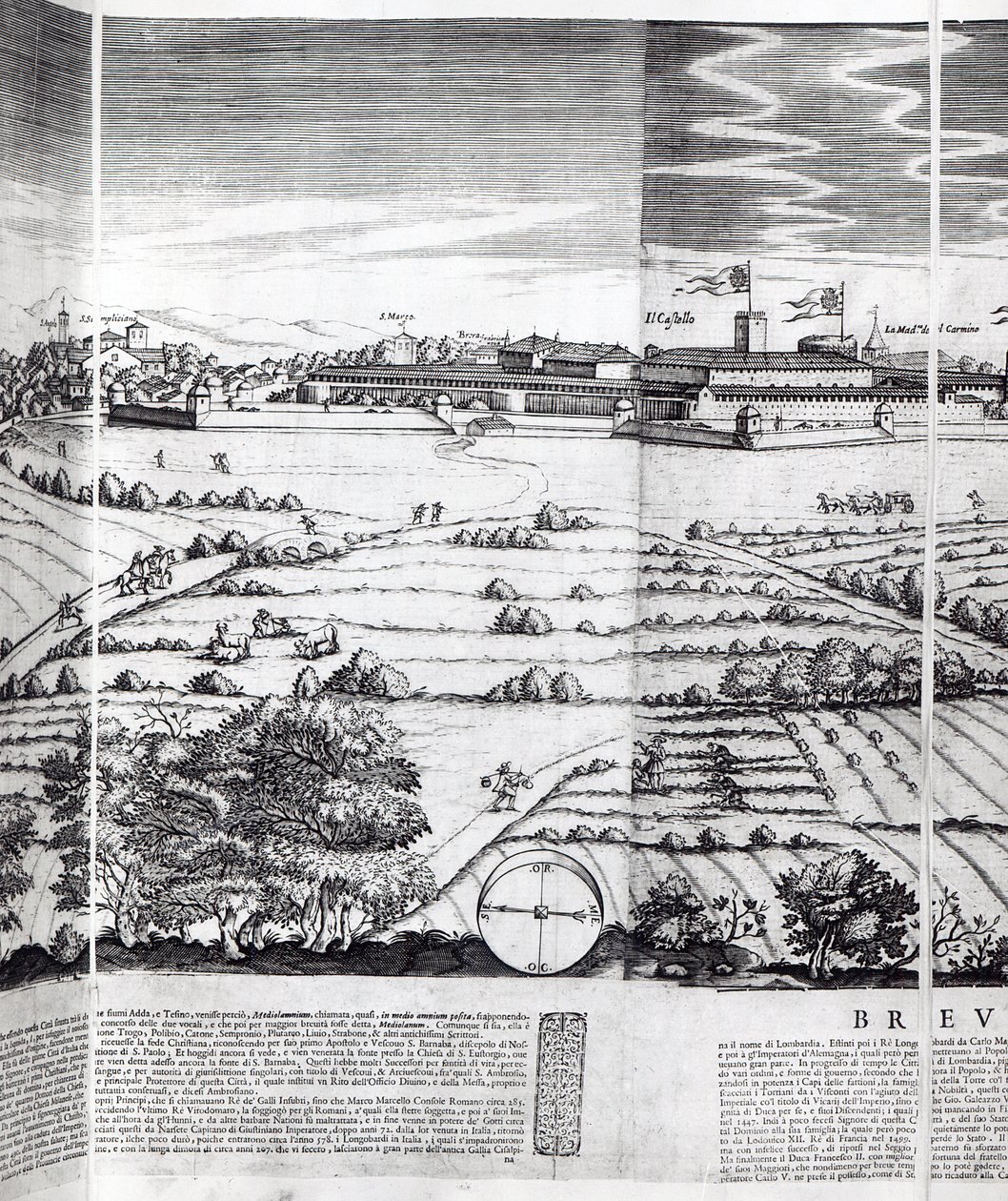 Milánó térképének metszete, 1640 alkotó: Giovanni Battista Bonacina