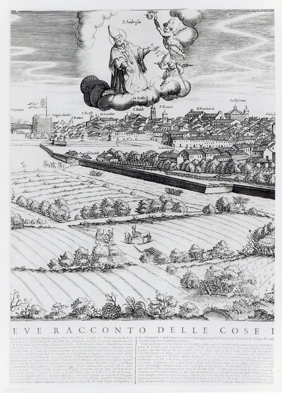 Milánó térképének metszete, 1640 alkotó: Giovanni Battista Bonacina