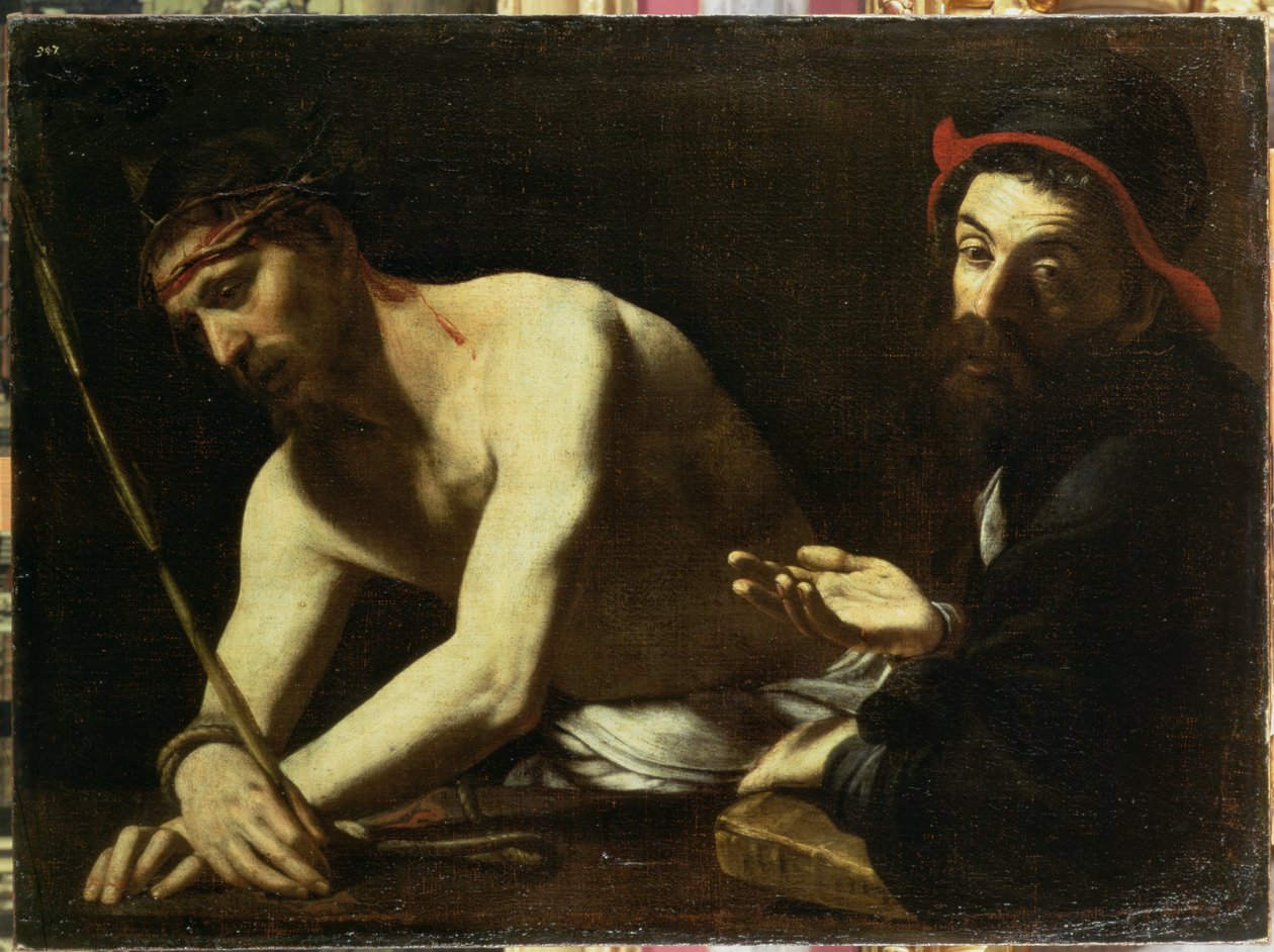 Krisztus Kajafás előtt, 1615 körül alkotó: Giovanni Battista Caracciolo