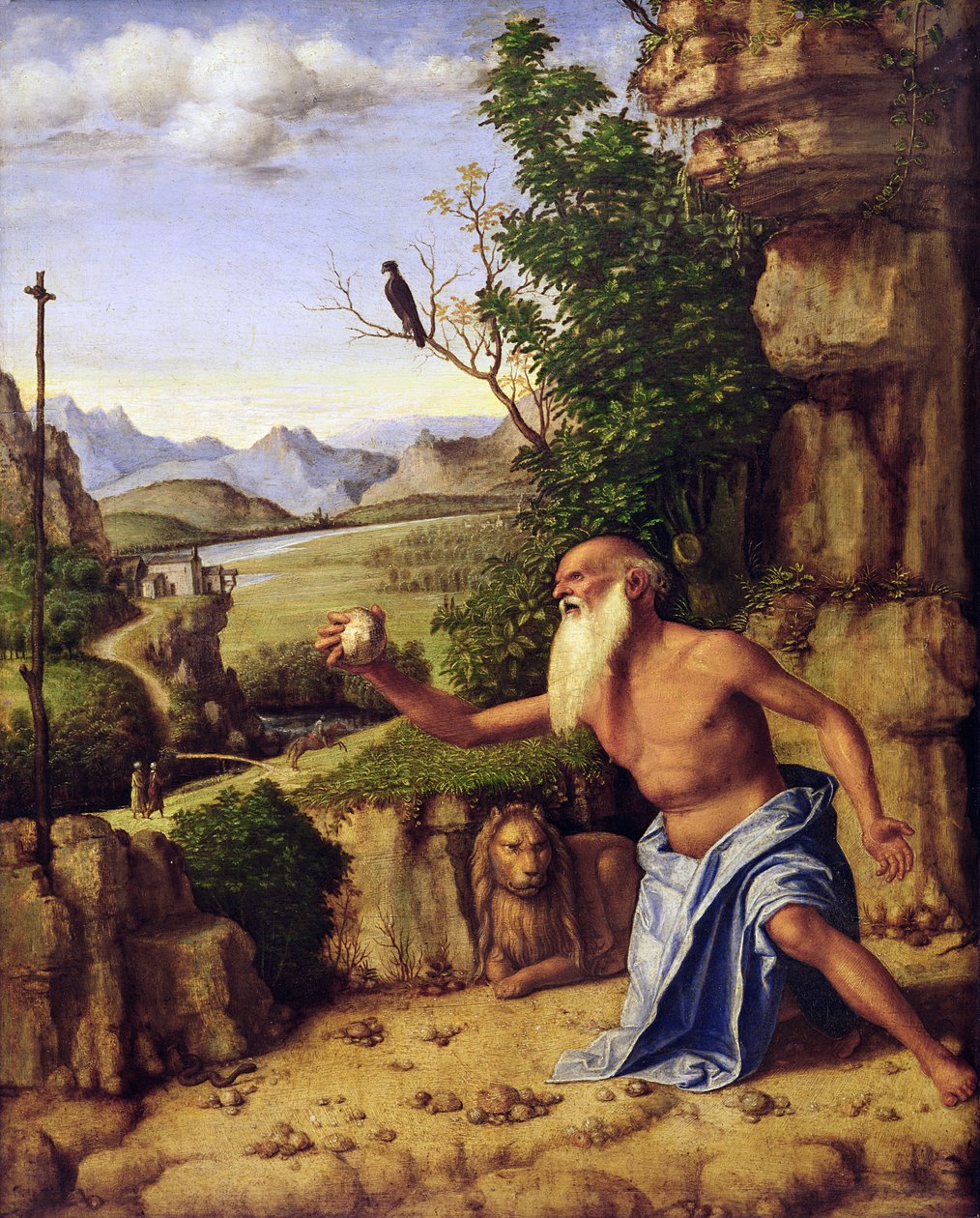 Szent Jeromos tájképben, 1500-10 körül (olaj, fa) alkotó: Giovanni Battista Cima da Conegliano