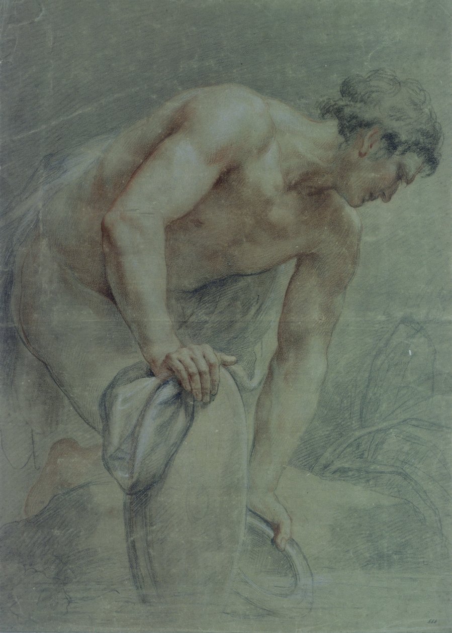 Harcos figura, részben drapériás, 18. század (rajz) alkotó: Giovanni Battista Cipriani