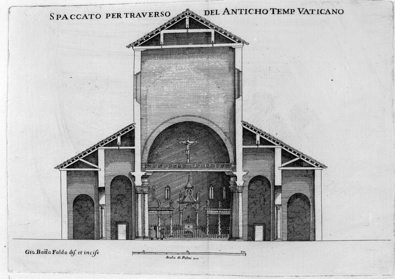A régi vatikáni Szent Péter-templom keresztmetszete alkotó: Giovanni Battista Falda