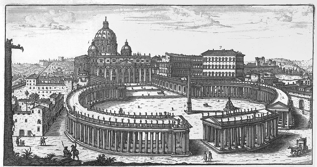Bernini eredeti terve a római Szent Péter térre alkotó: Giovanni Battista Falda