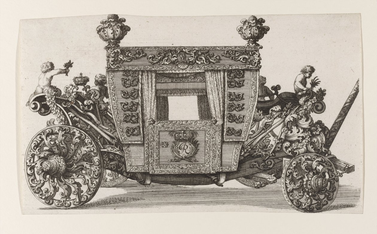 Oldalnézet Lord Castelmaine második hintójáról, amelyet 1686-ban épített Andrea Cornely a saját halála után.... alkotó: Giovanni Battista Lenardi