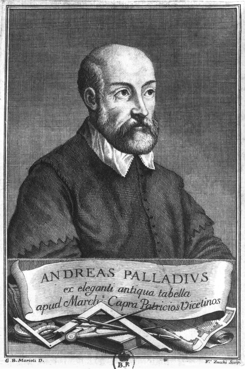 Andrea Palladio (1508-80), metszett Francesco II Zucchi (1692-1764) alkotó: Giovanni Battista Marioti