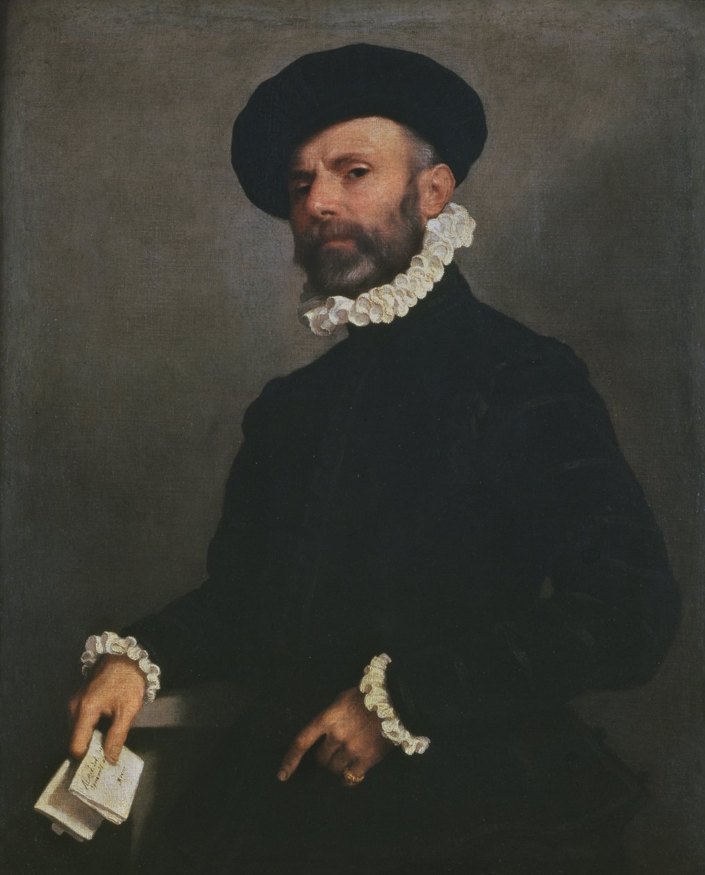 Levelet tartó férfi portréja, 1570-75 körül alkotó: Giovanni Battista Moroni