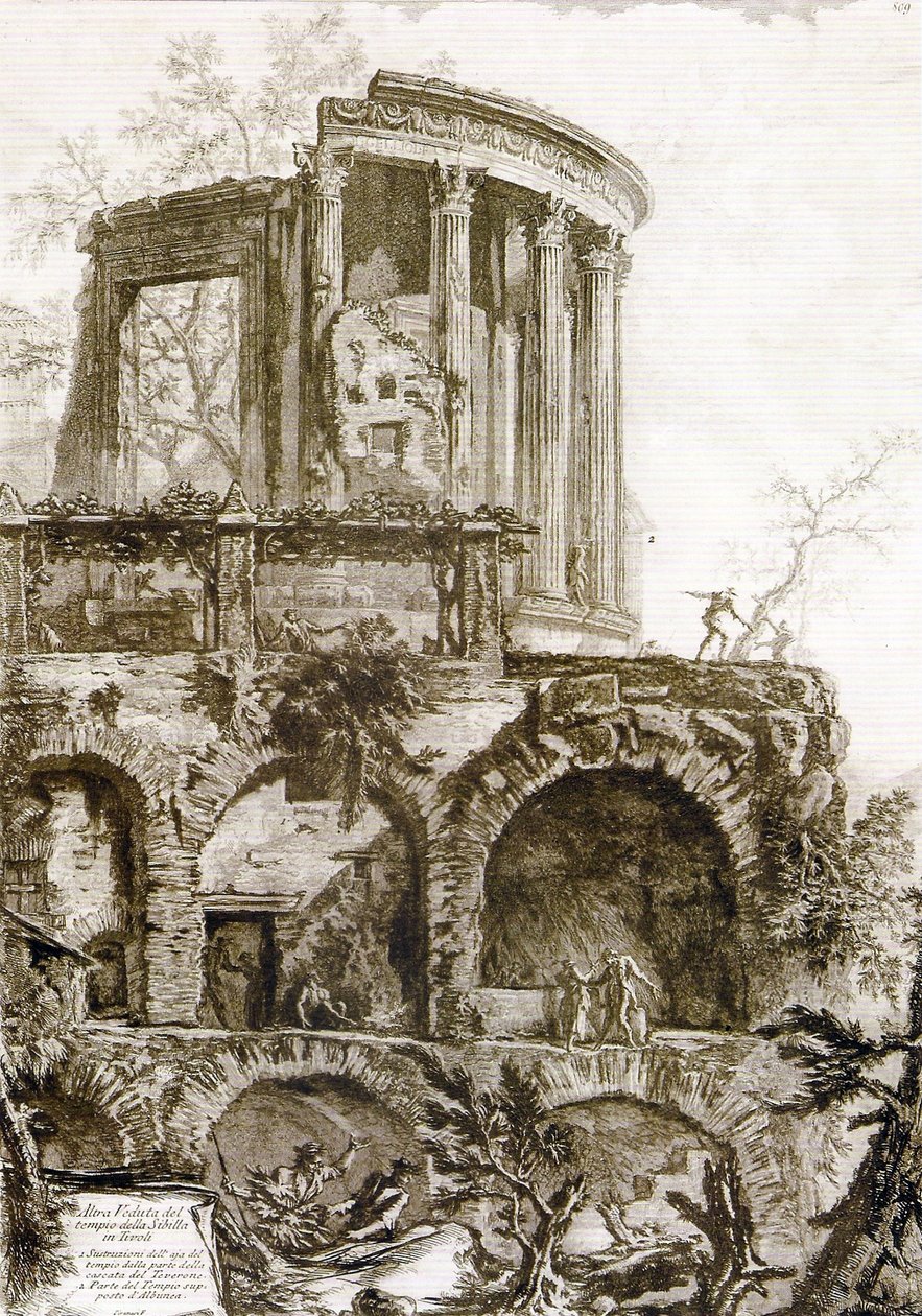 Egy másik kilátás a Szibil Templomra, Tivoli alkotó: Giovanni Battista Piranesi
