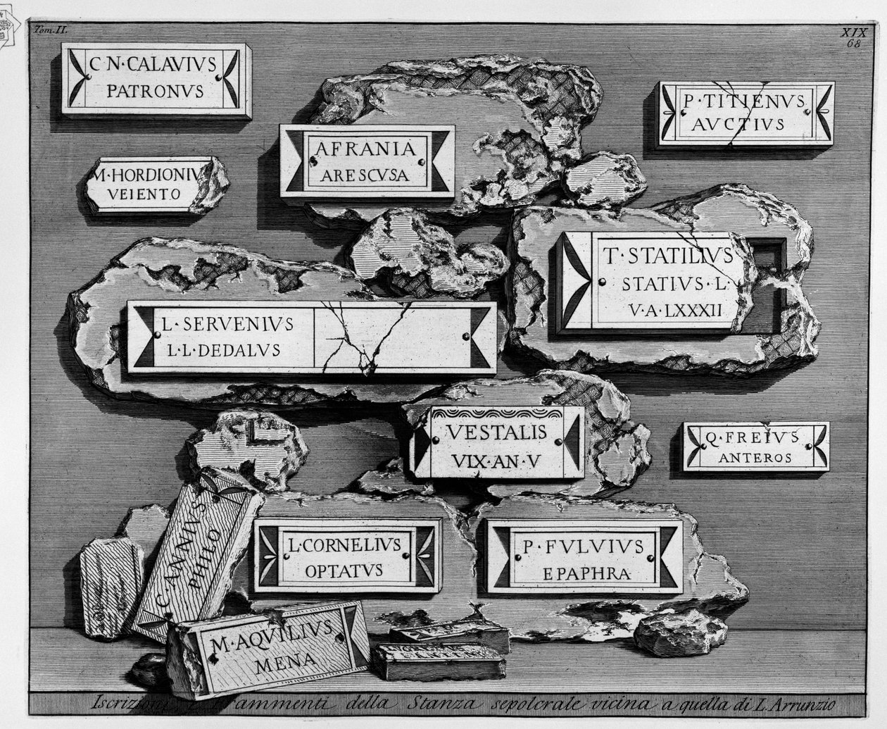 A Villa Magnani plebs által használt sírkamra maradványai; vö. Róma de Piranesi térképe, sz. 88 alkotó: Giovanni Battista Piranesi