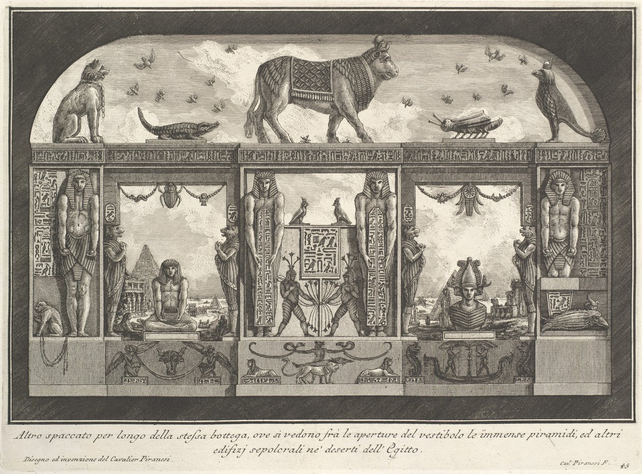 Egyiptomi falfestmény a Caffè degli Inglesi számára, Piazza di Spagna, Róma, 1769. Az utak díszítésének különböző módjaiból alkotó: Giovanni Battista Piranesi