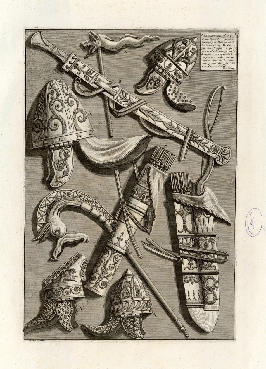 Ezen a panelen Elmit látjuk alkotó: Giovanni Battista Piranesi